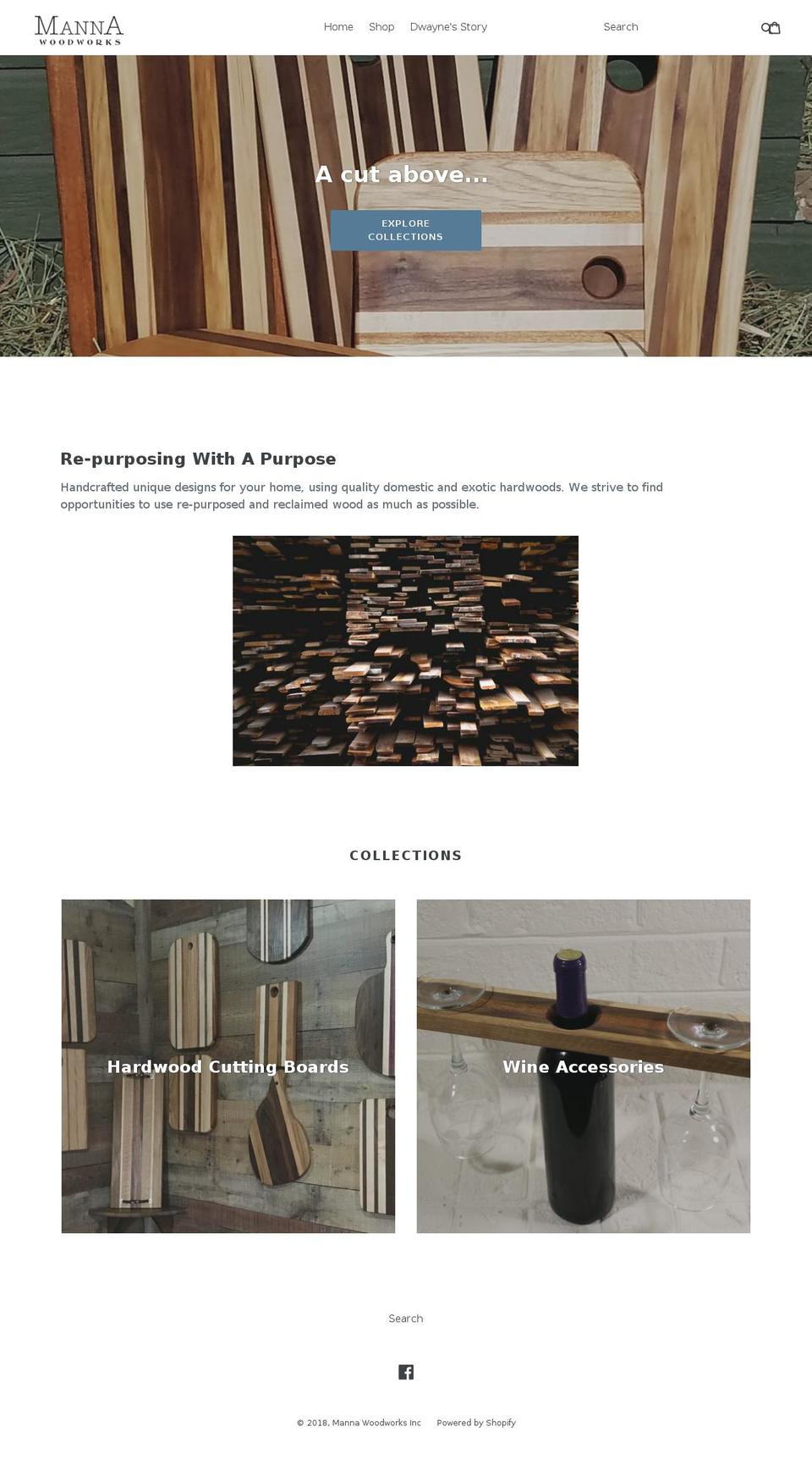 mannawoodworks.com — Shopify storefront screenshot