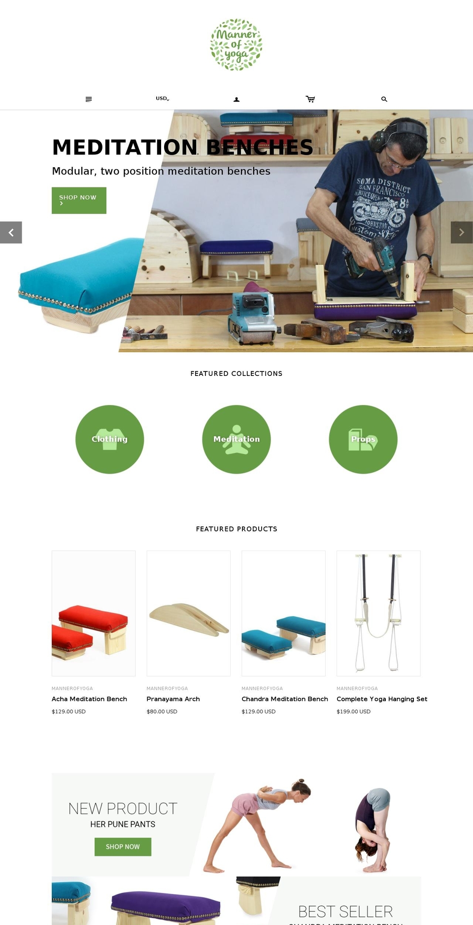 mannerofyoga.com shopify website screenshot