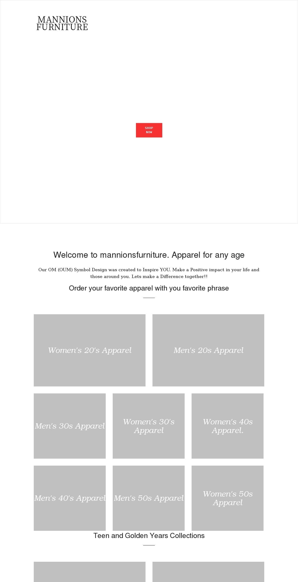 mannionsfurniture.com shopify website screenshot