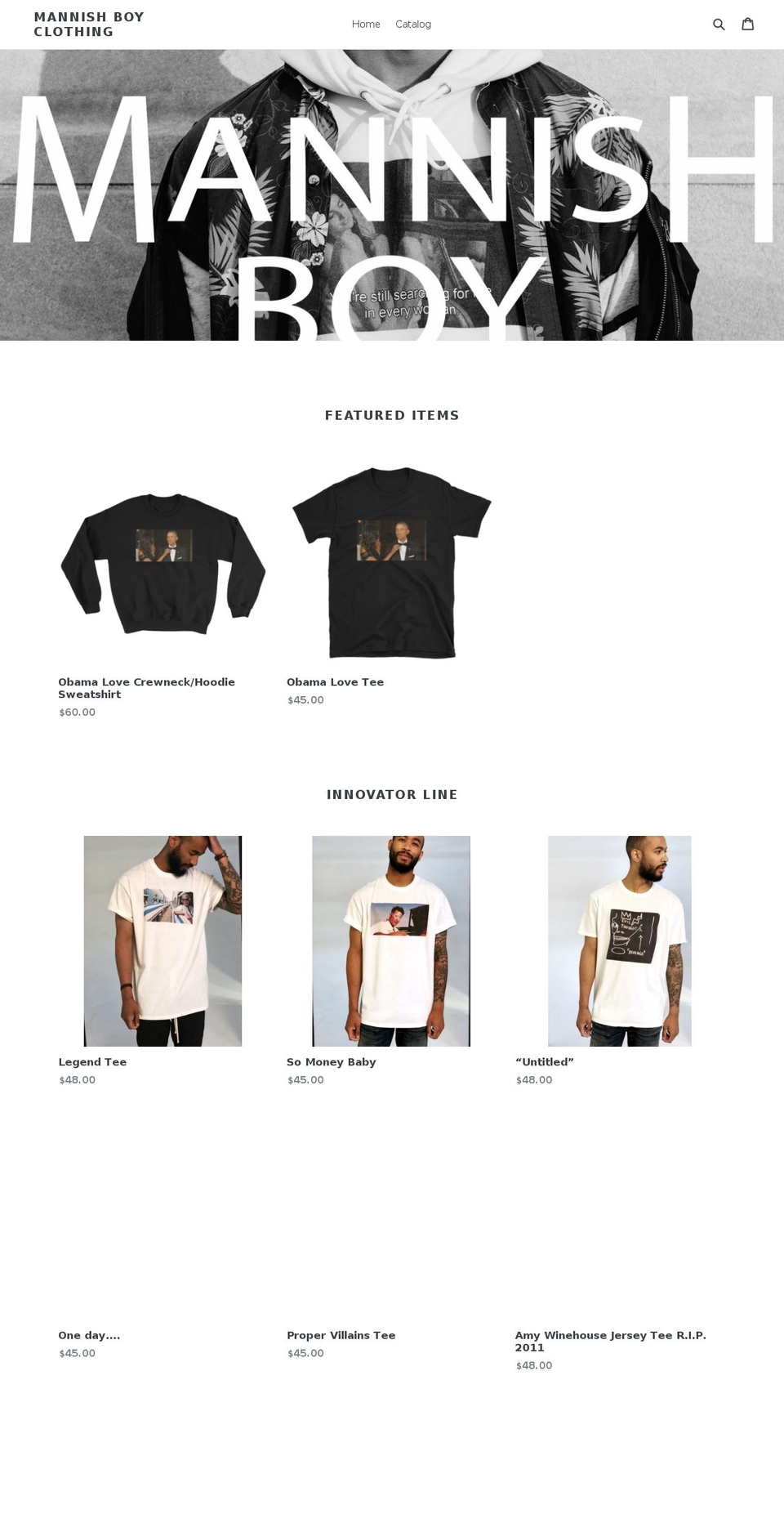 mannishboyclothing.com — Shopify storefront screenshot