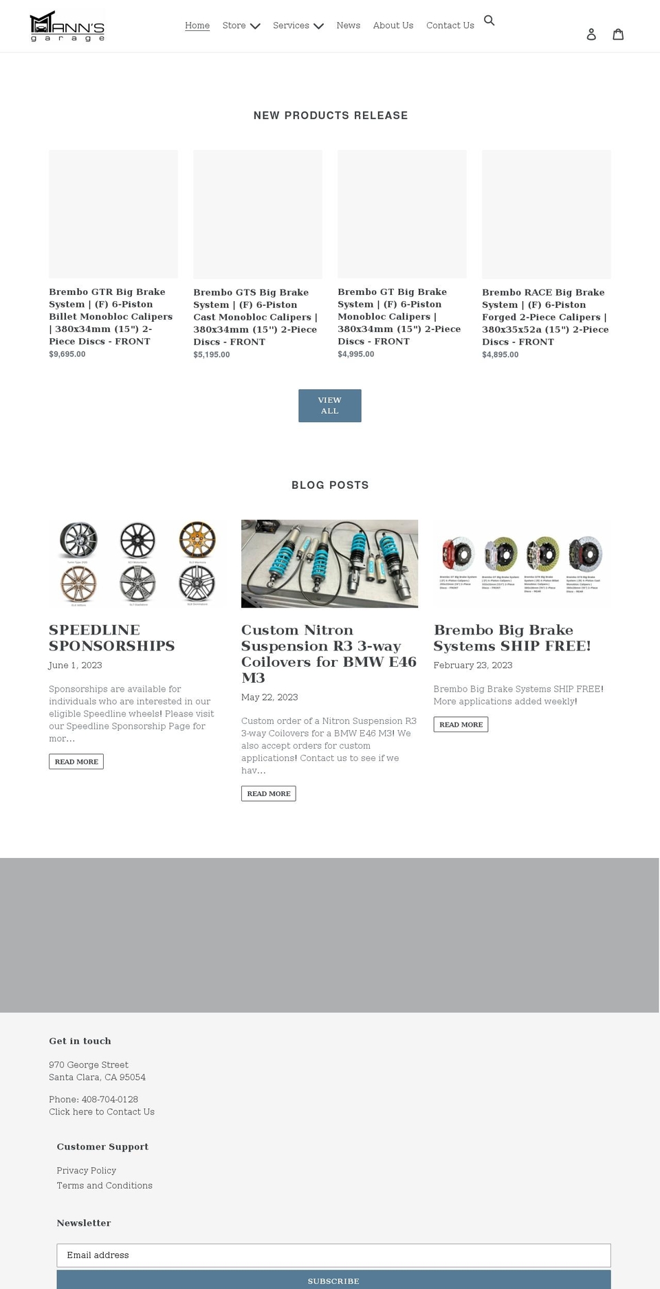 mannsgarage.com shopify website screenshot