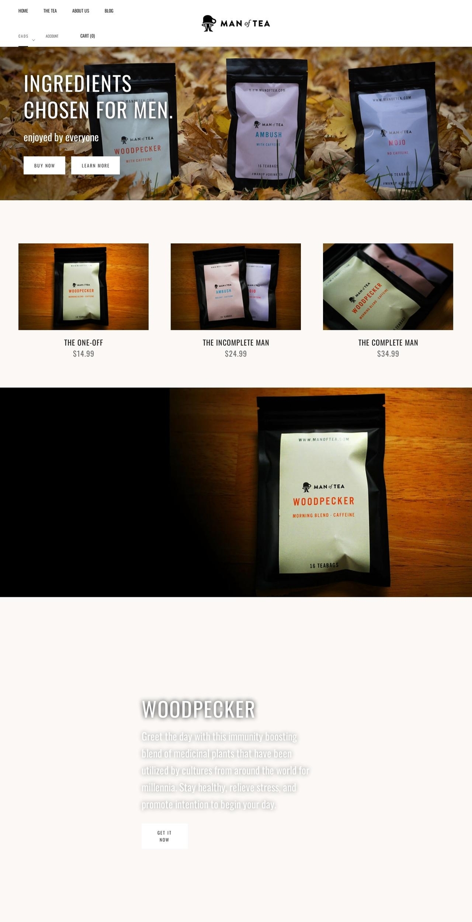 manoftea.com shopify website screenshot