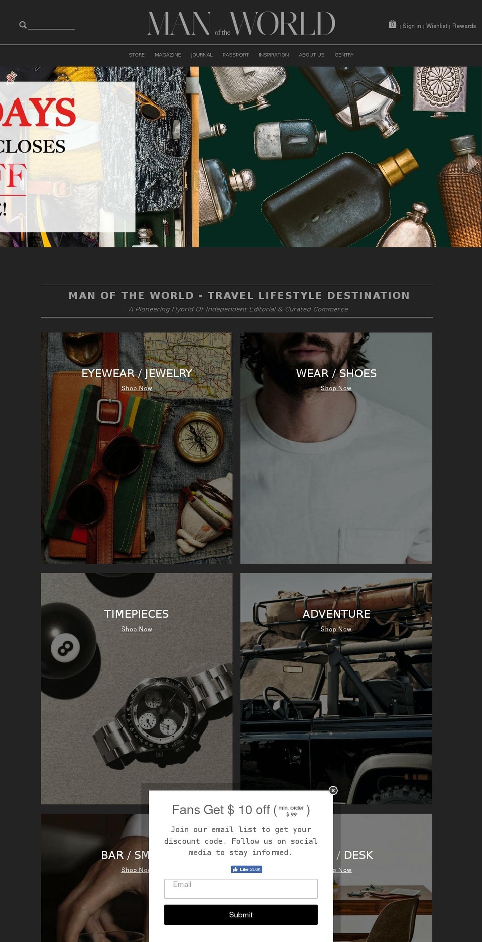 manoftheworldtravel.com — Shopify storefront screenshot