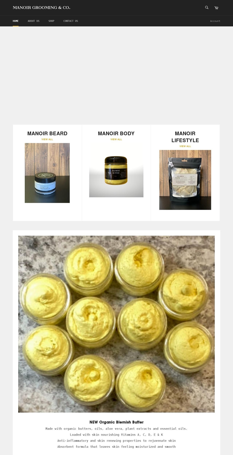 manoirgroomingllc.com shopify website screenshot