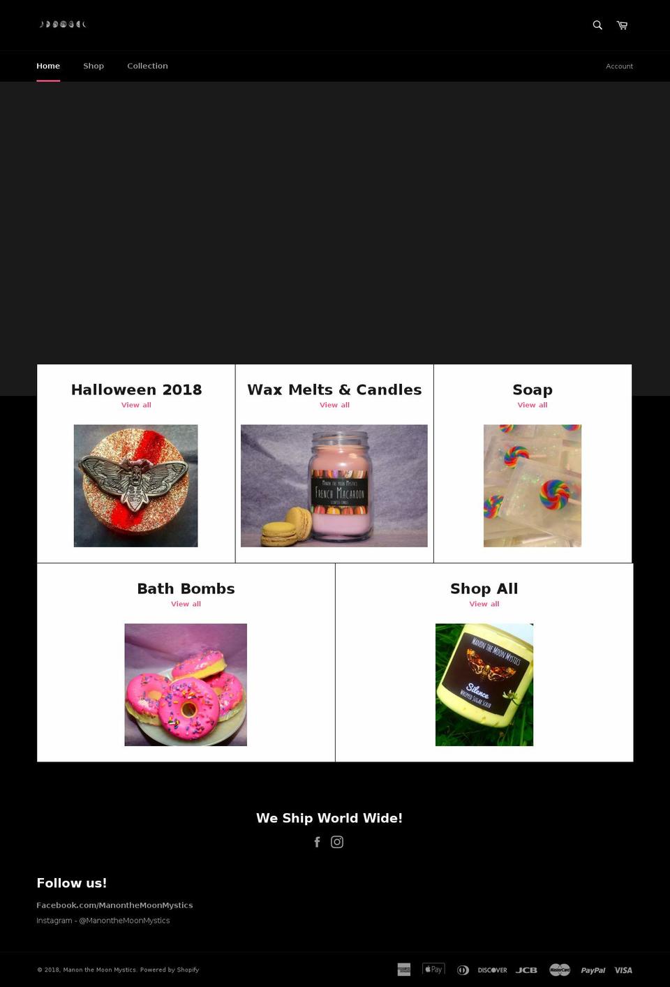 manonthemoonmystics.com shopify website screenshot