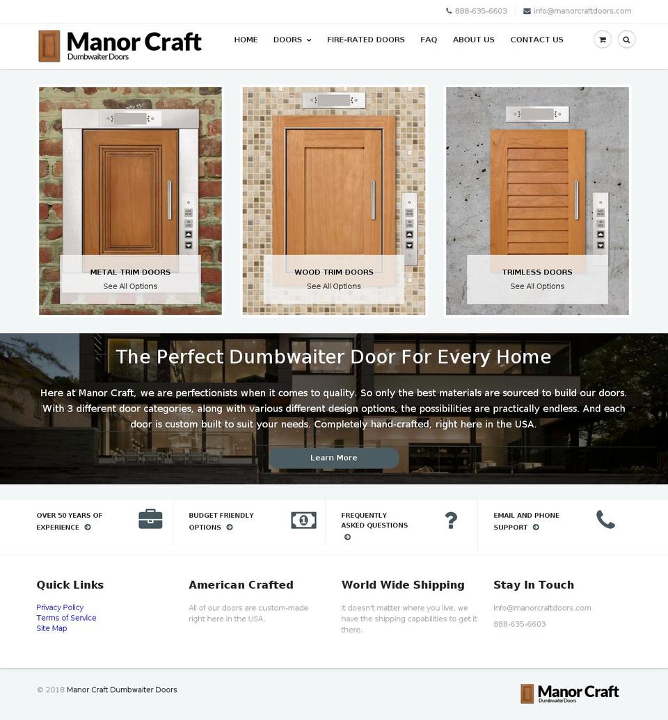 manorcraftdoors.com — Shopify storefront screenshot
