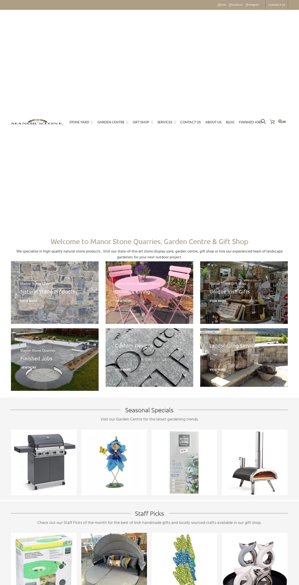 Woodmart Shopify theme site example manorstone.ie