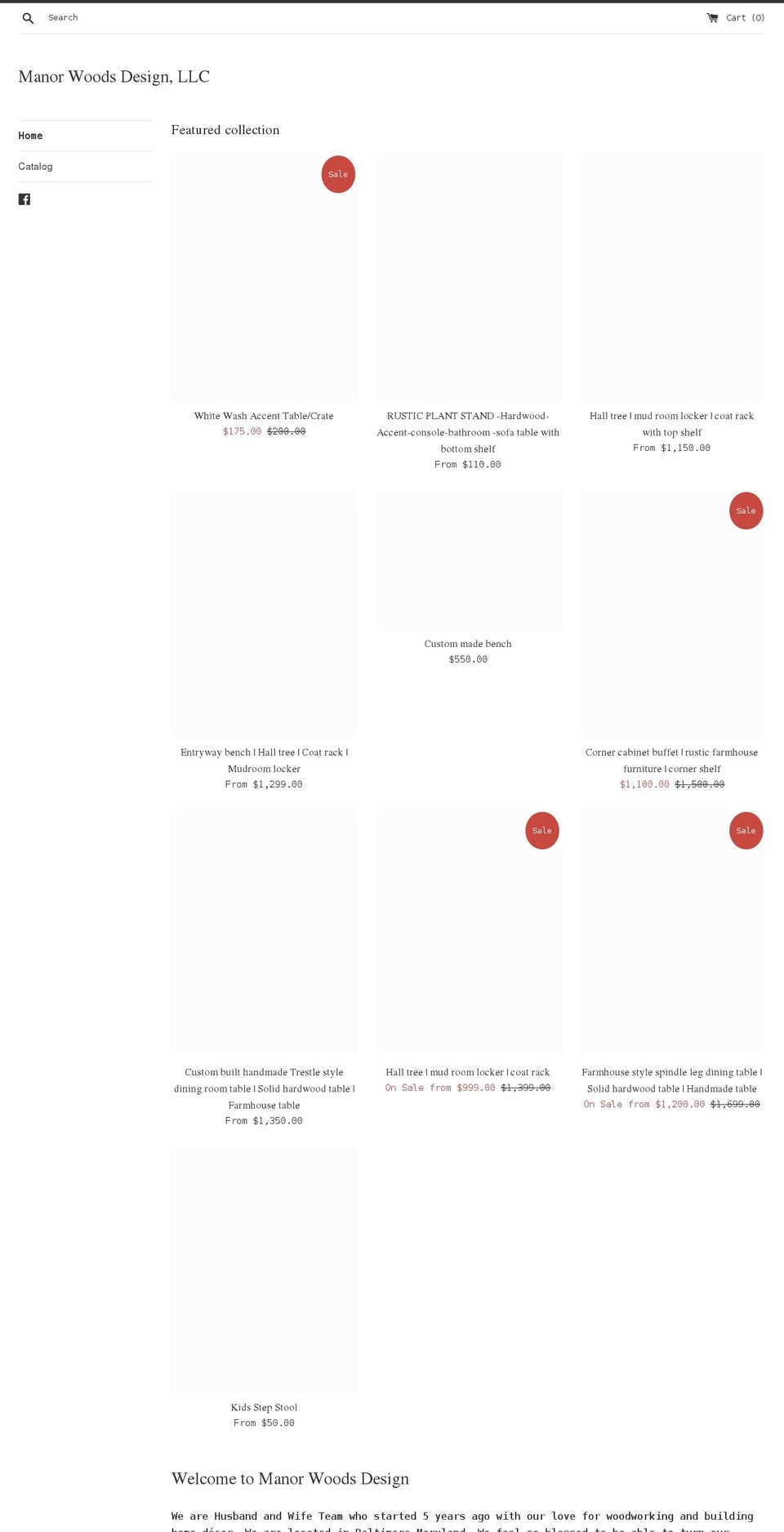 manorwoodsdesign.com shopify website screenshot