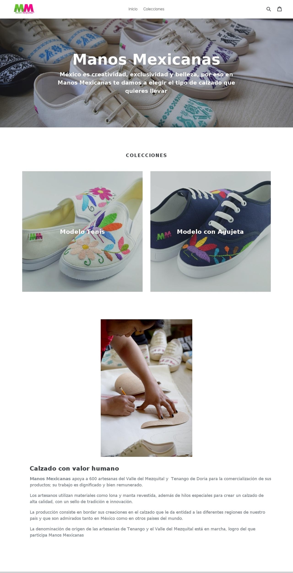 manos-mexicanas.com.mx shopify website screenshot