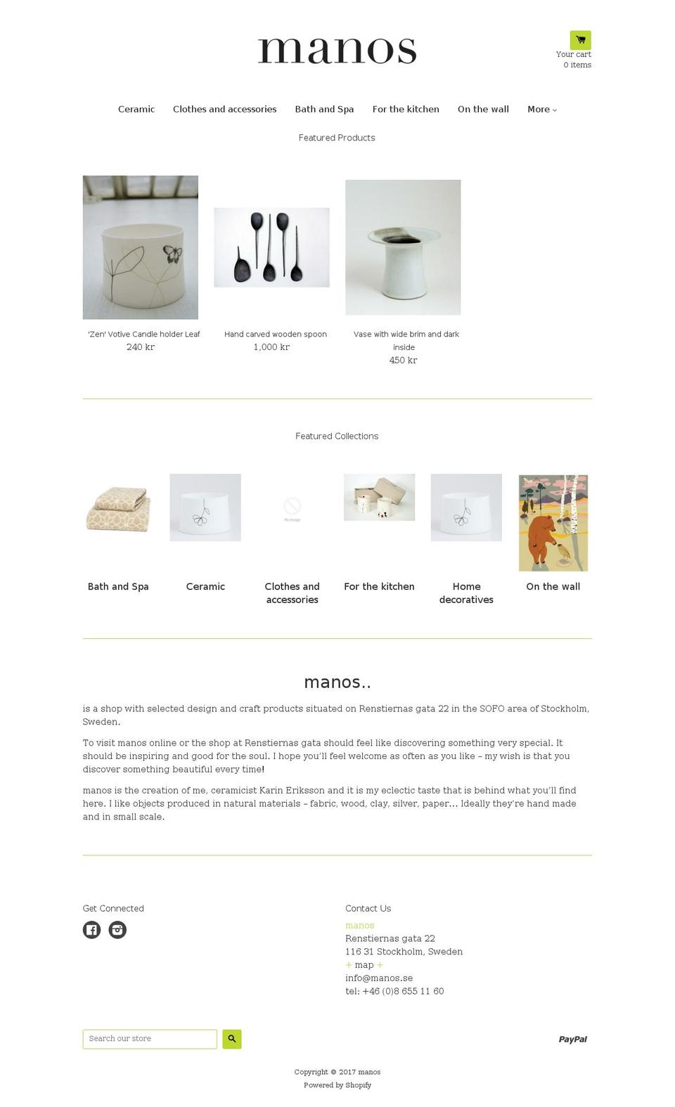 Editions Shopify theme site example manosshop.se