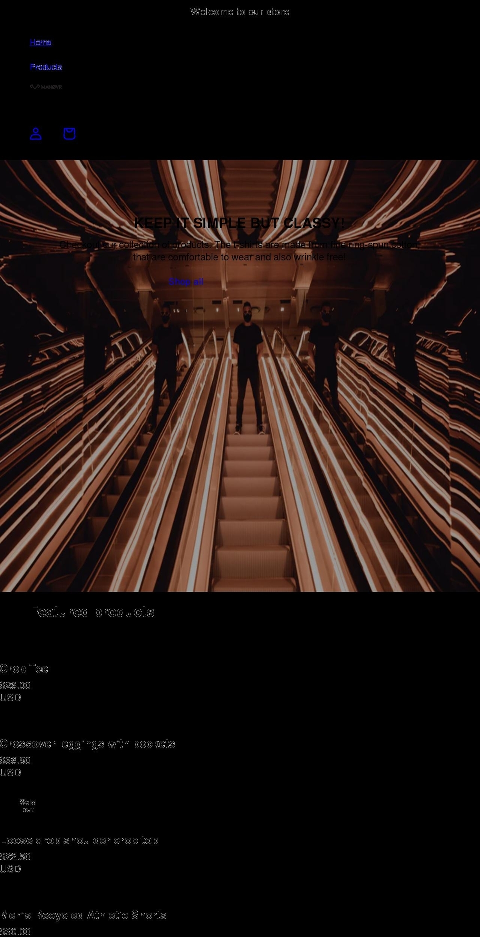 manovr.com shopify website screenshot