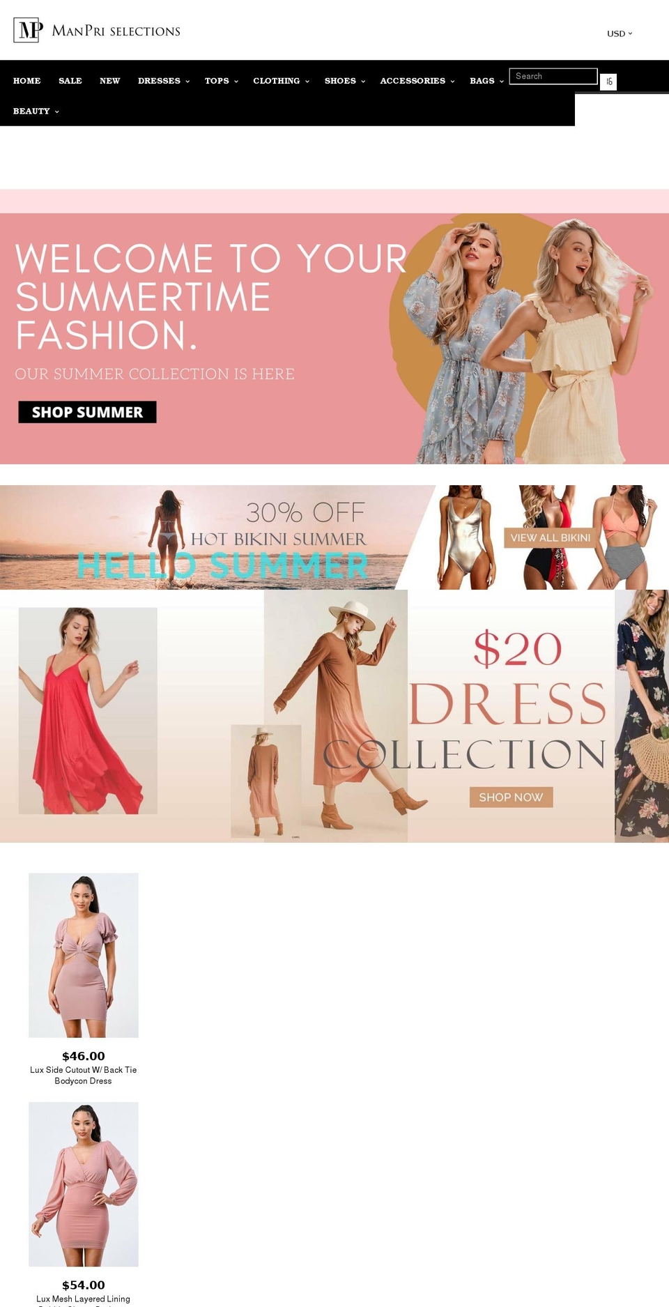 manpriselections.com shopify website screenshot