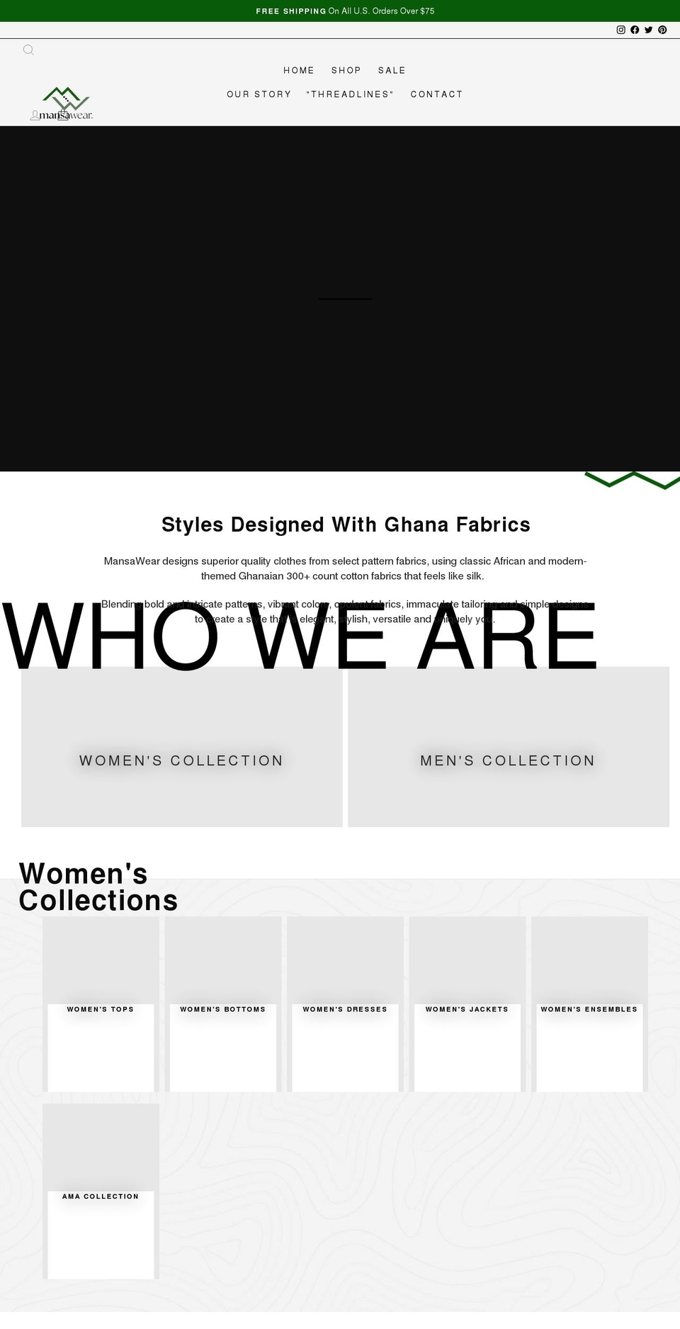 mansawear.com shopify website screenshot