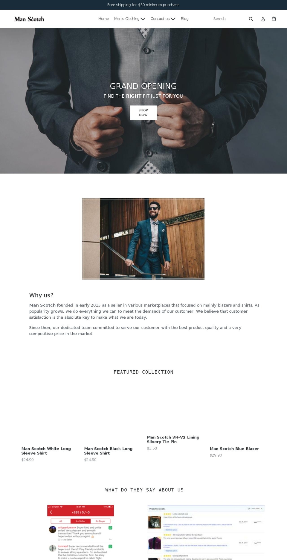 manscotch.com shopify website screenshot