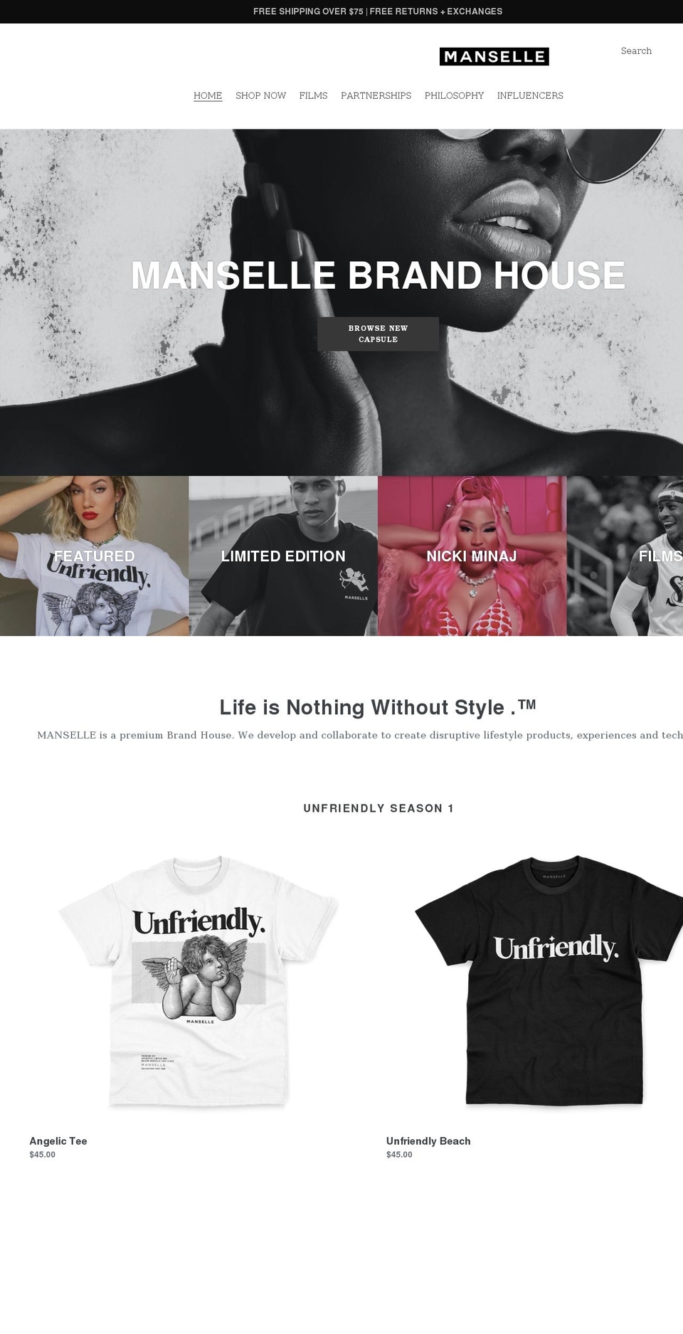 manselle.com shopify website screenshot