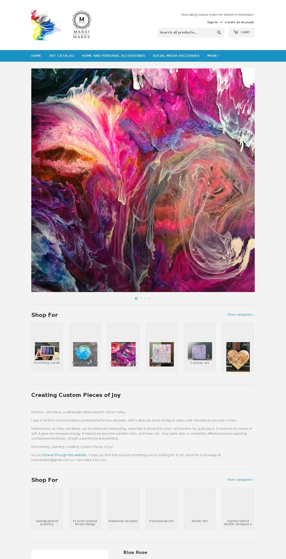 mansimakes.com — Shopify storefront screenshot