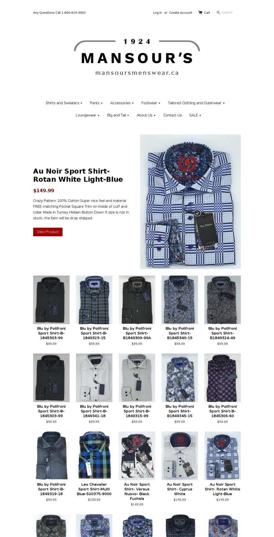 mansoursmenswear.com — Shopify storefront screenshot