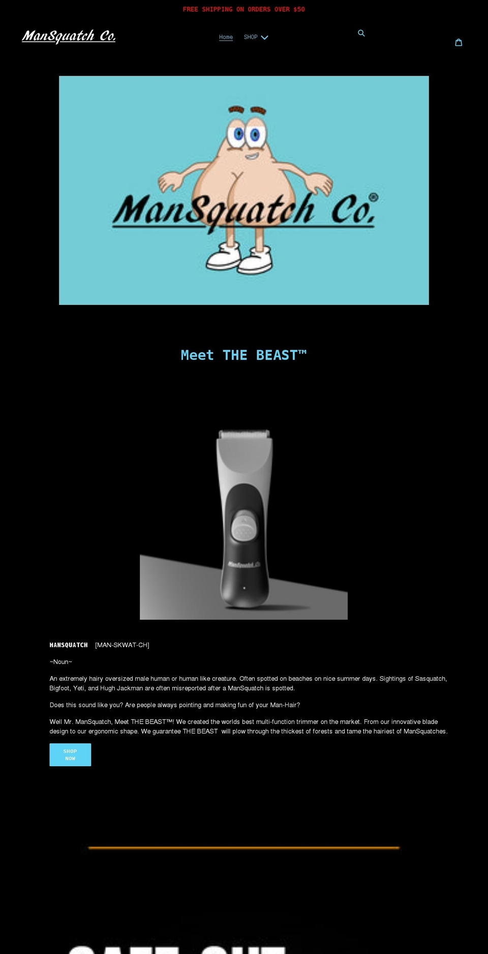 mansquatchco.com shopify website screenshot