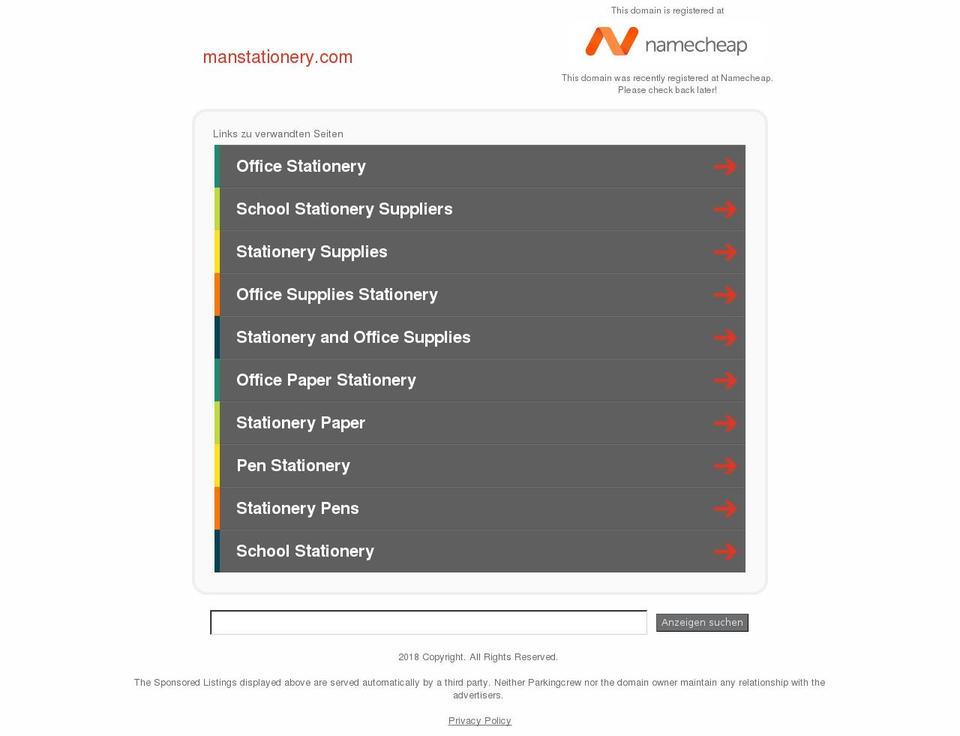 manstationery.com — Shopify storefront screenshot