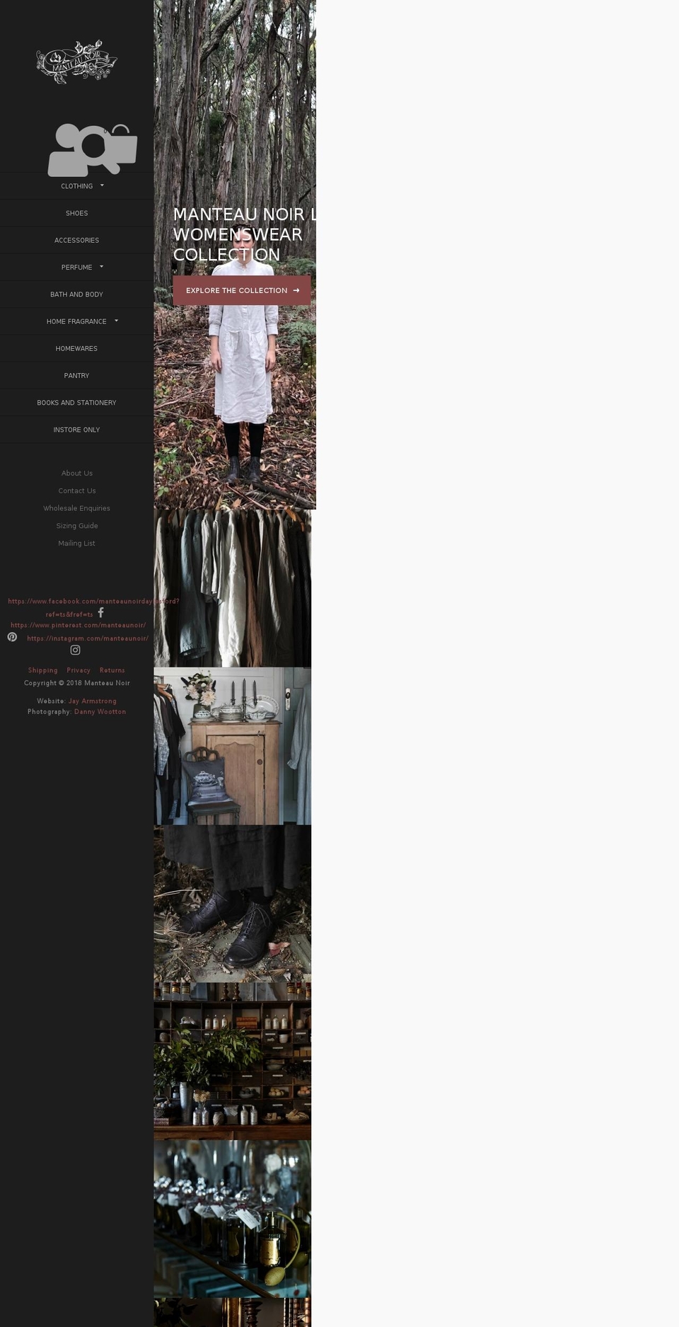 manteaunoir.com.au shopify website screenshot