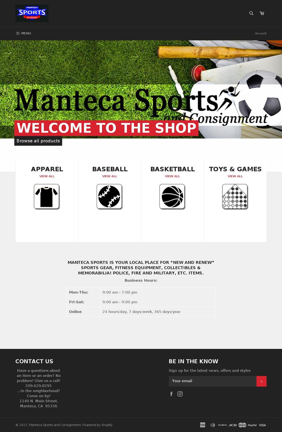 mantecasports.com shopify website screenshot