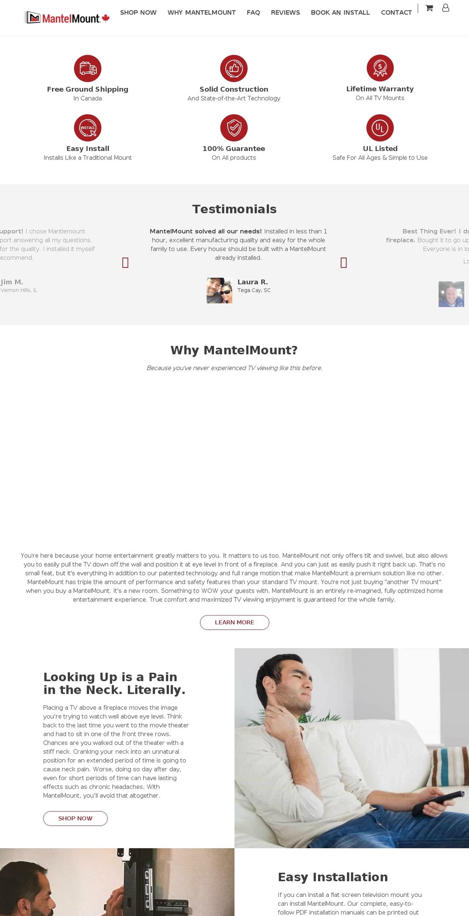 mantelmount.ca shopify website screenshot