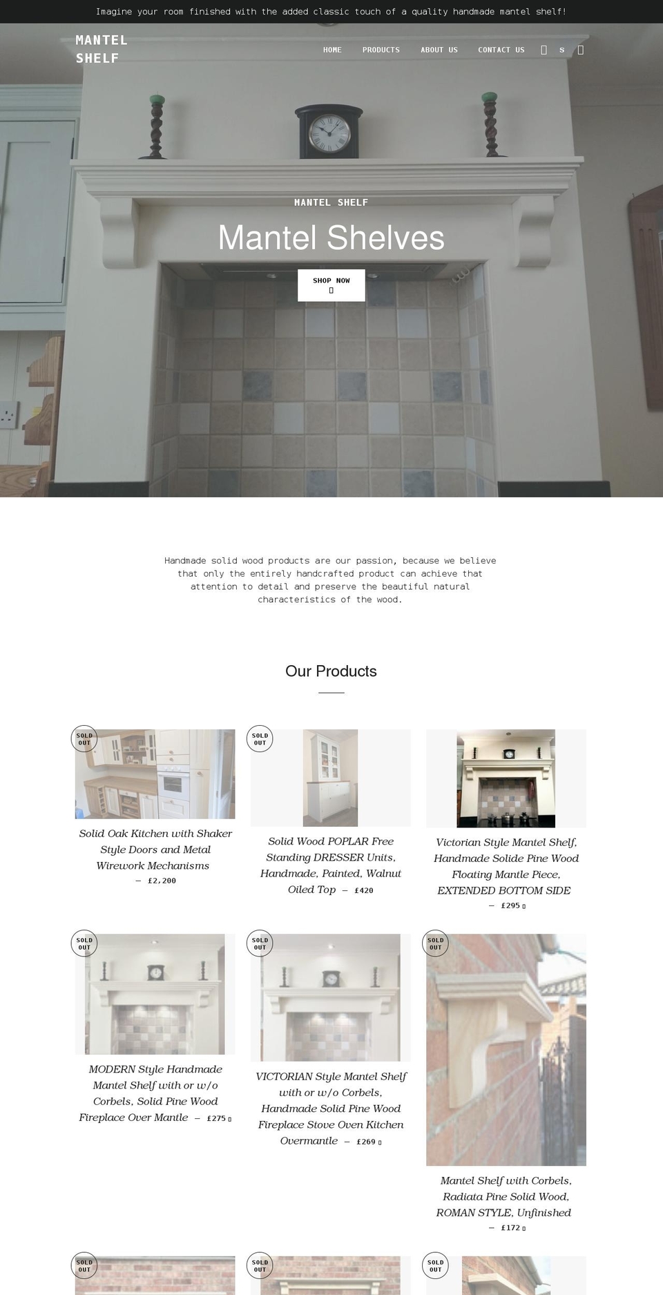 mantelshelf.co.uk shopify website screenshot