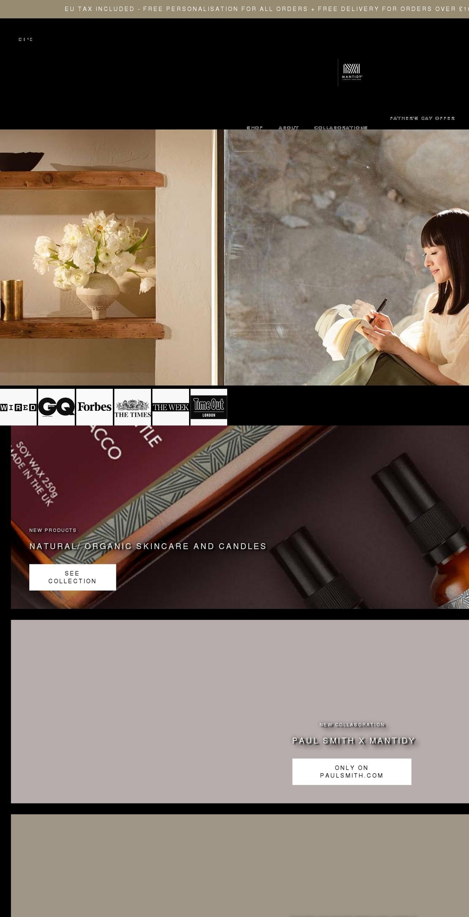 mantidy.co.uk shopify website screenshot