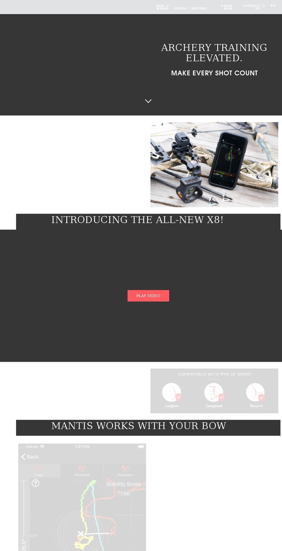 mantisarchery.com shopify website screenshot