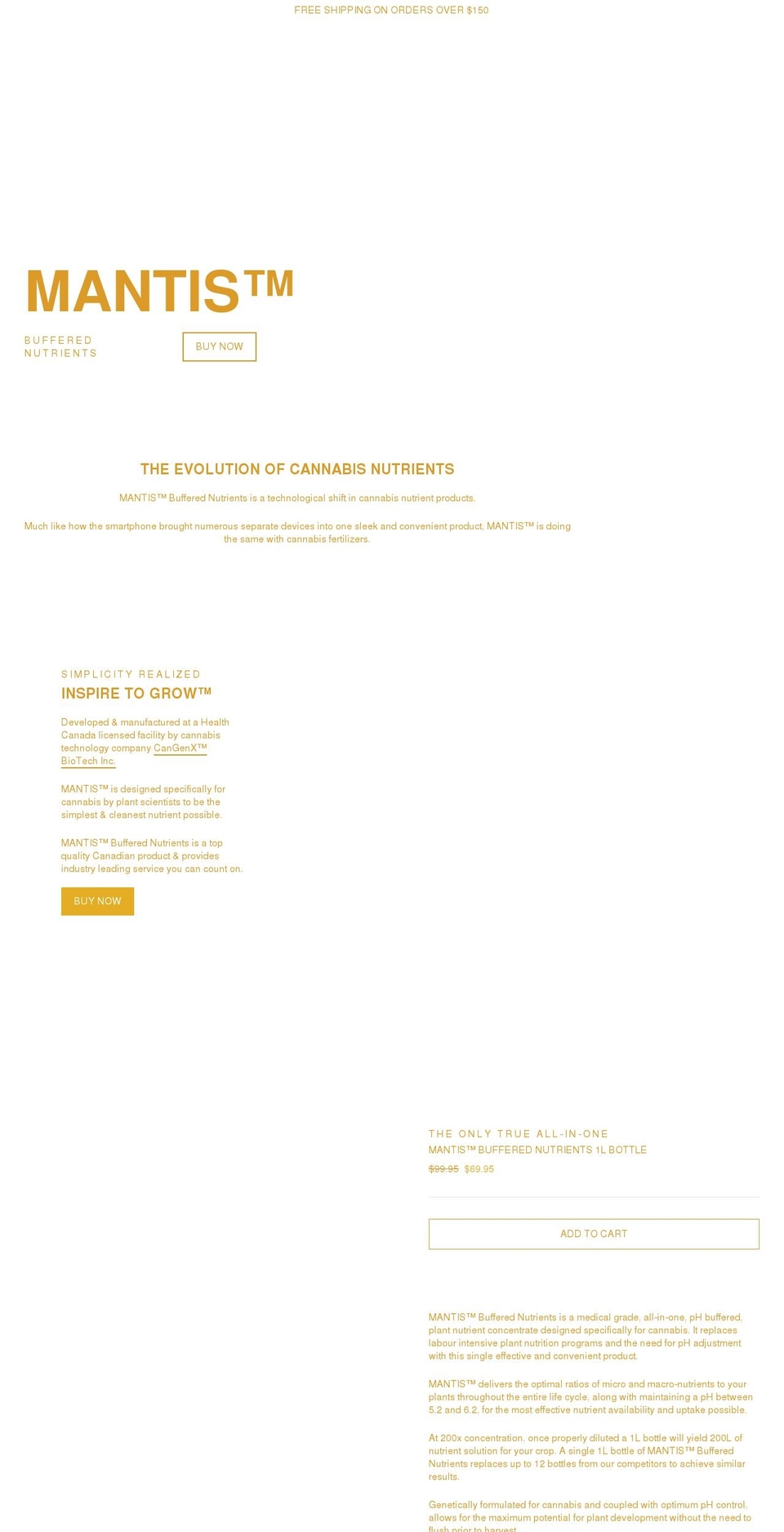 mantisbufferednutrients.com shopify website screenshot