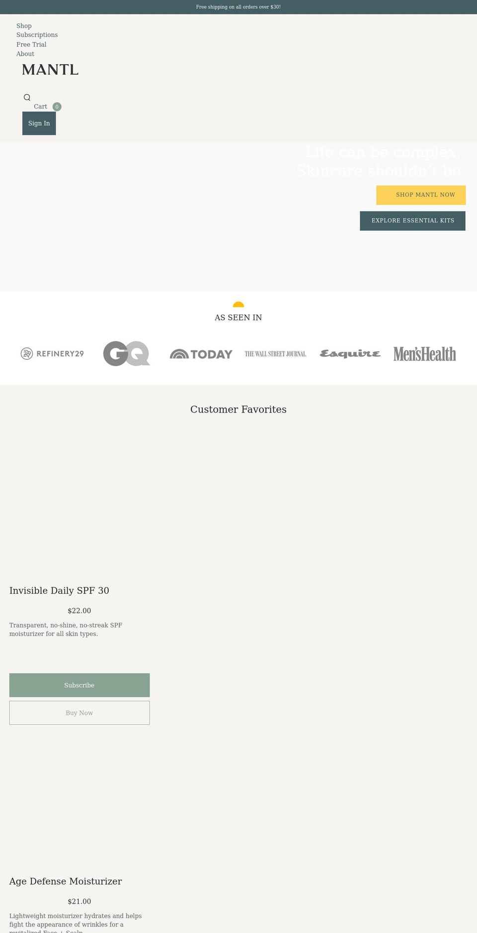 mantl.co shopify website screenshot