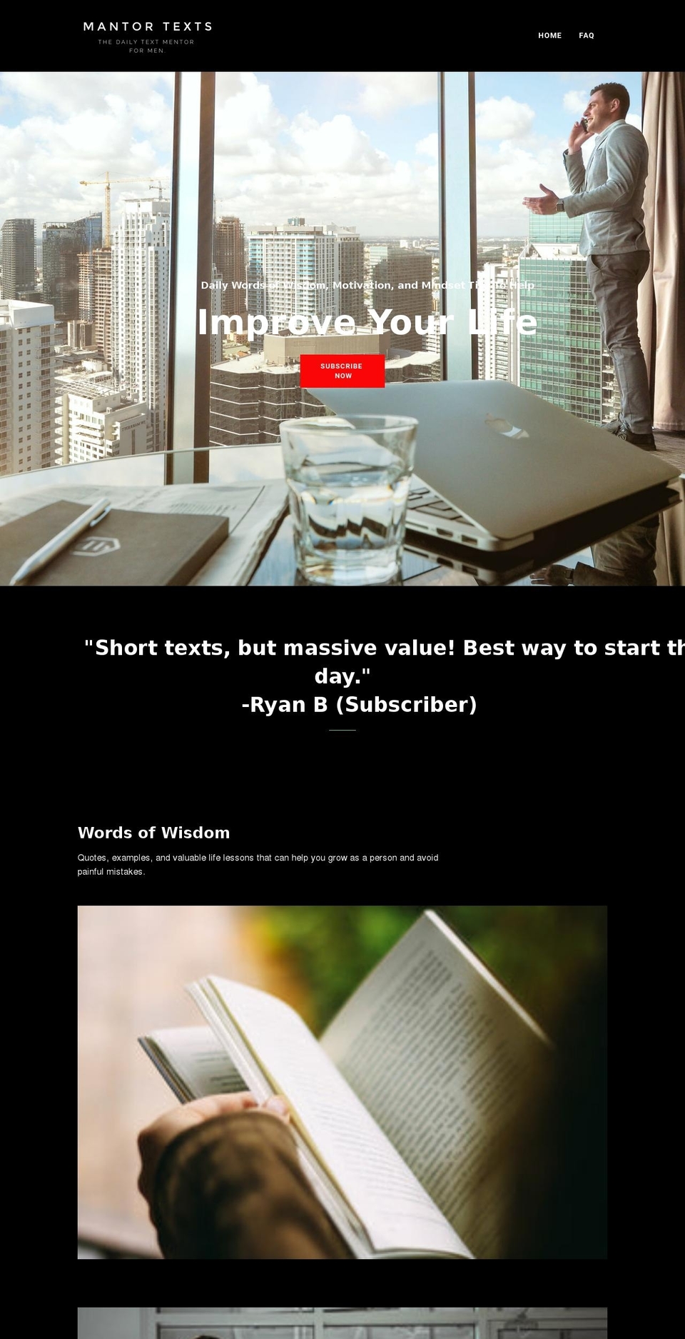 mantortexts.com shopify website screenshot