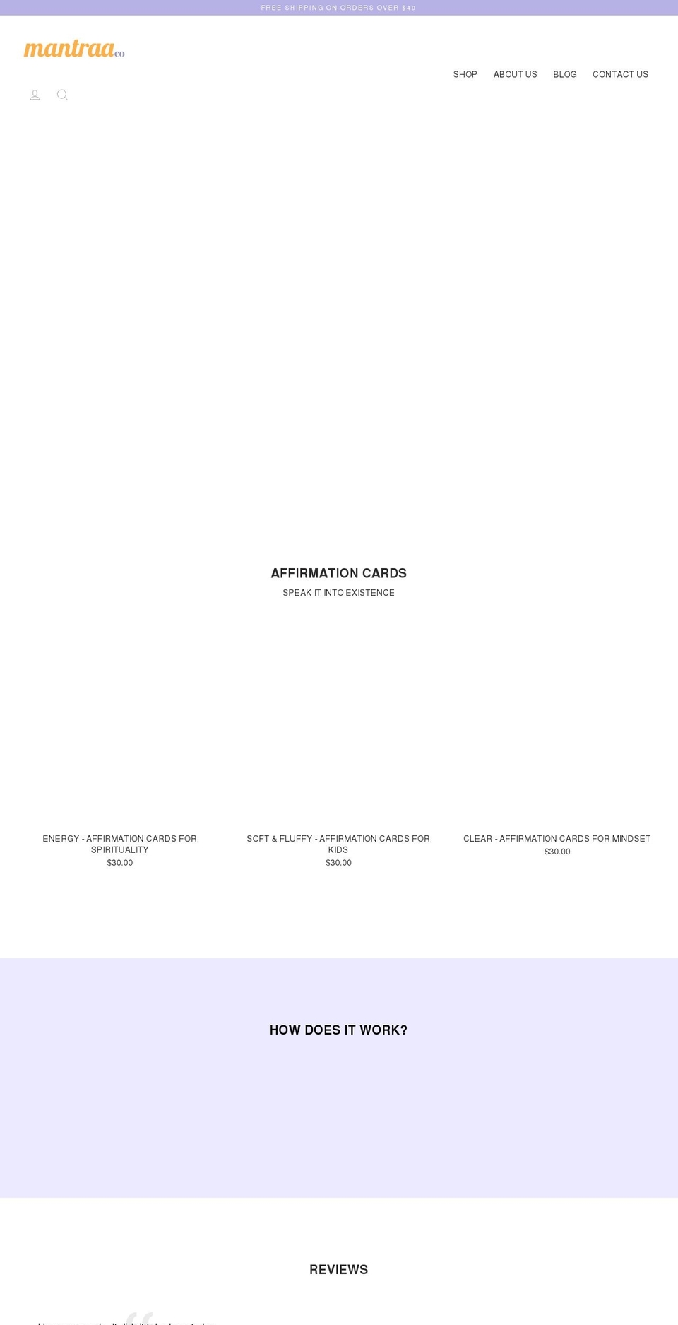 mantraaco.com shopify website screenshot