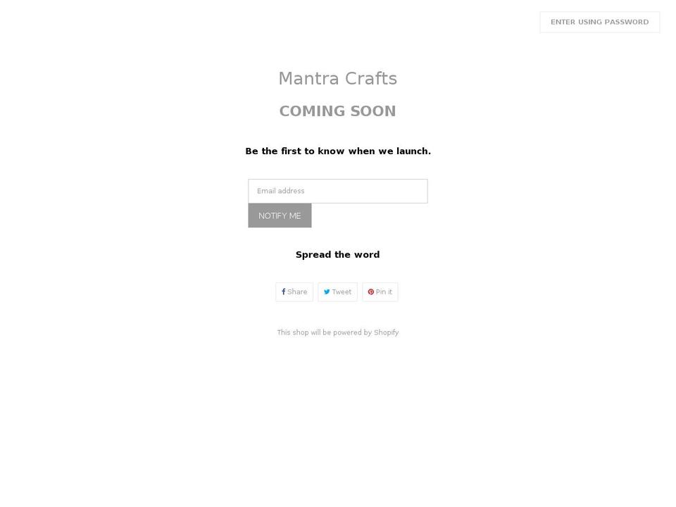 mantracrafts.com shopify website screenshot