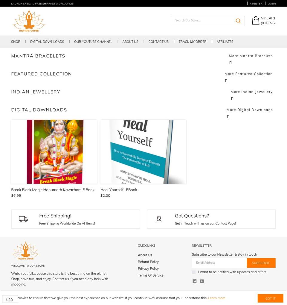 mantracures.com shopify website screenshot