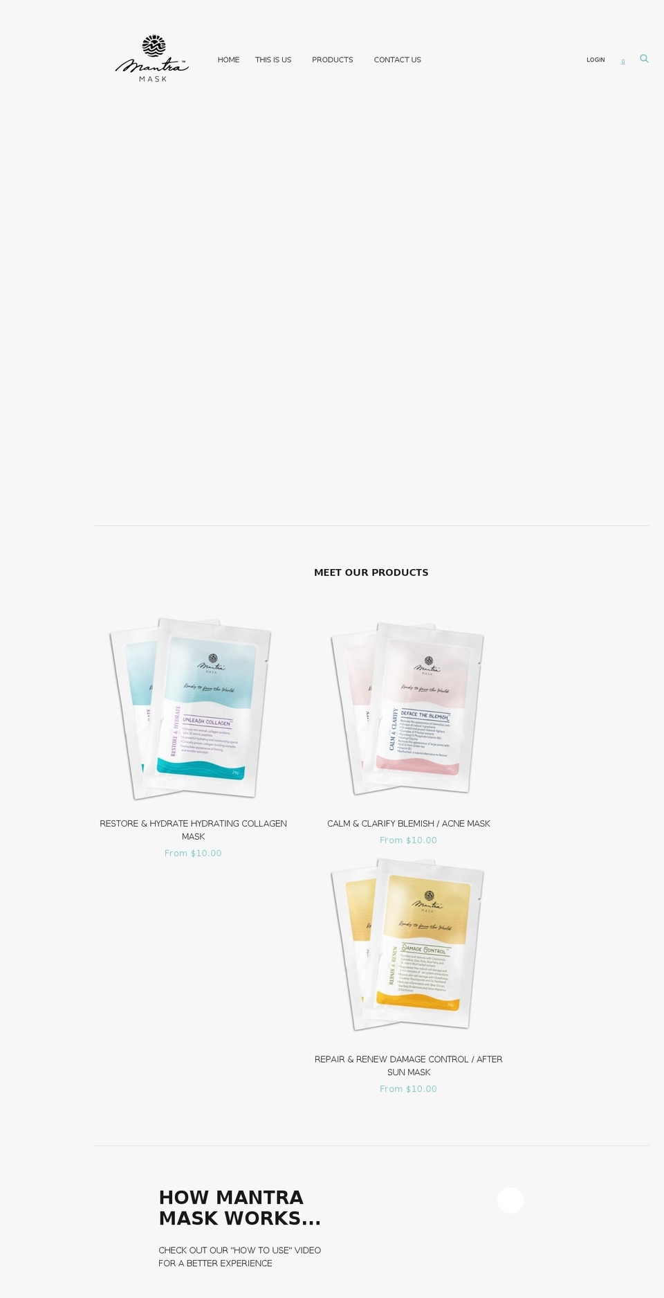 mantramask.com — Shopify storefront screenshot