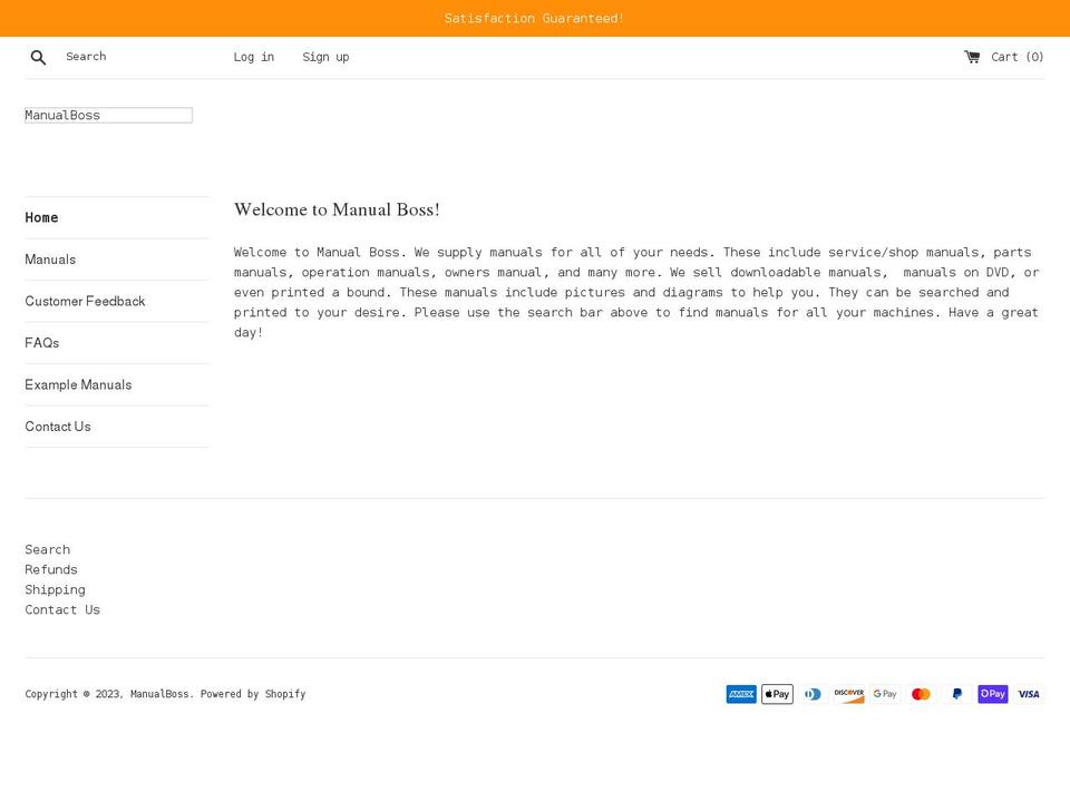 manualboss.com shopify website screenshot