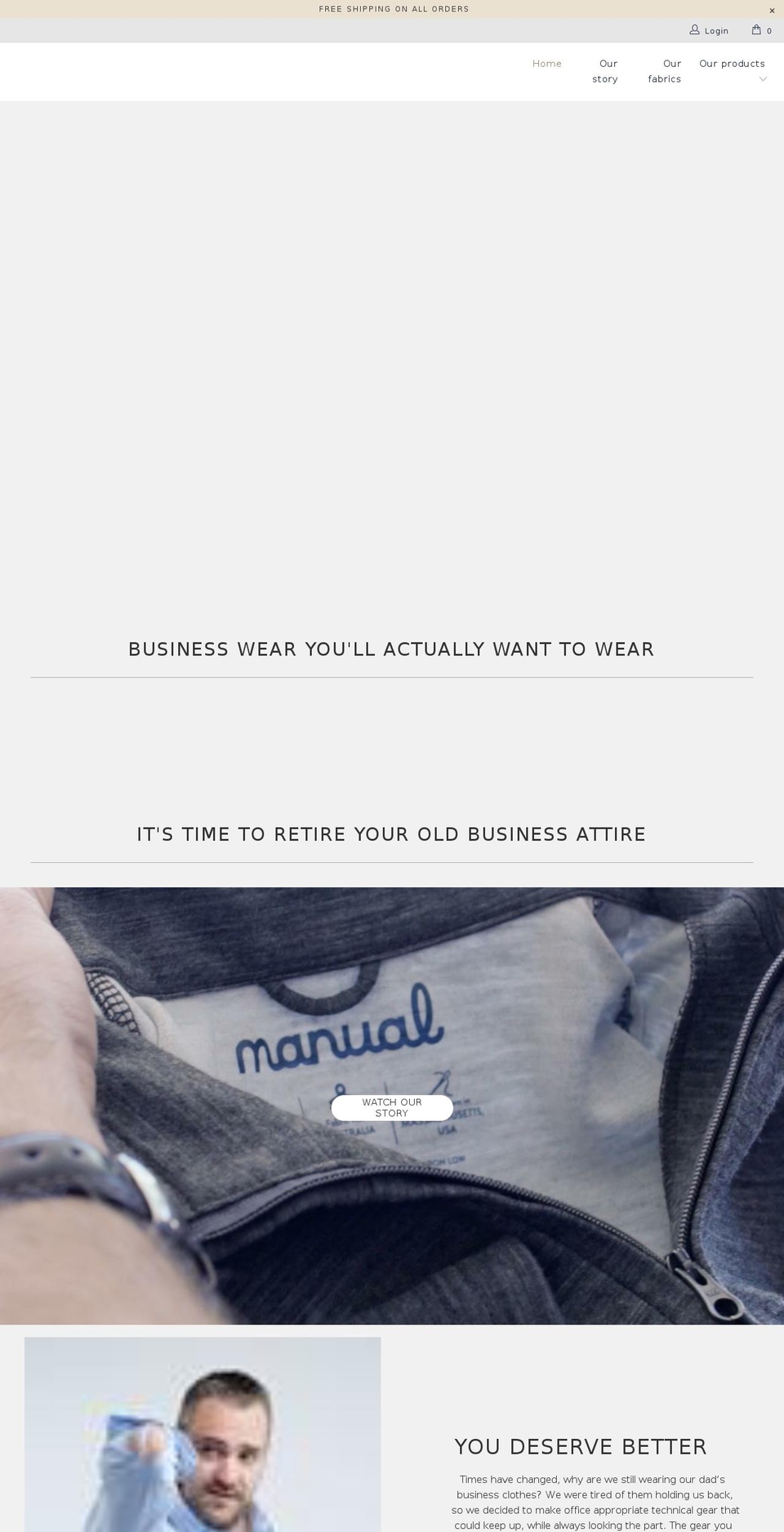 manualoutfitters.com shopify website screenshot