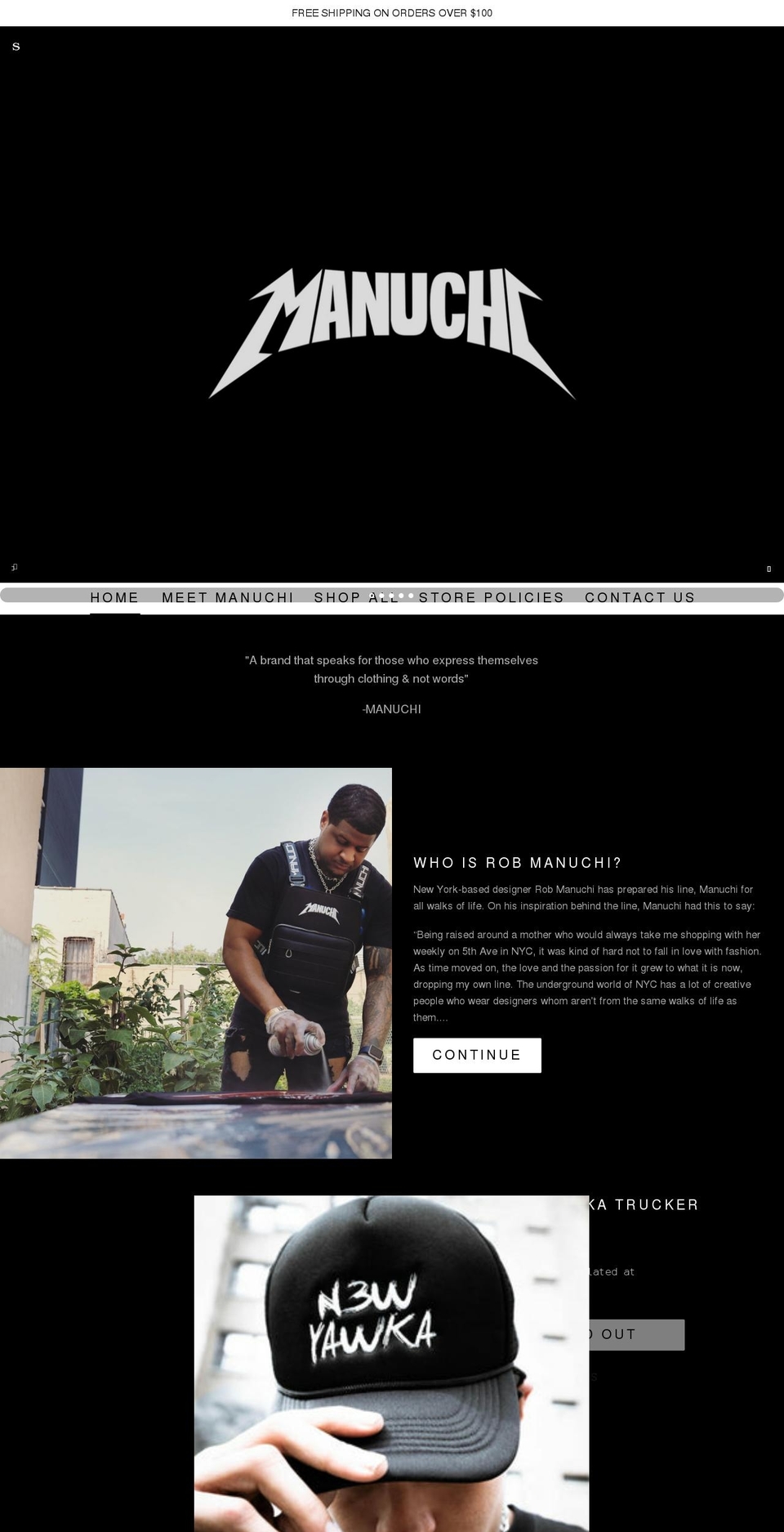 manuchiapparel.com shopify website screenshot