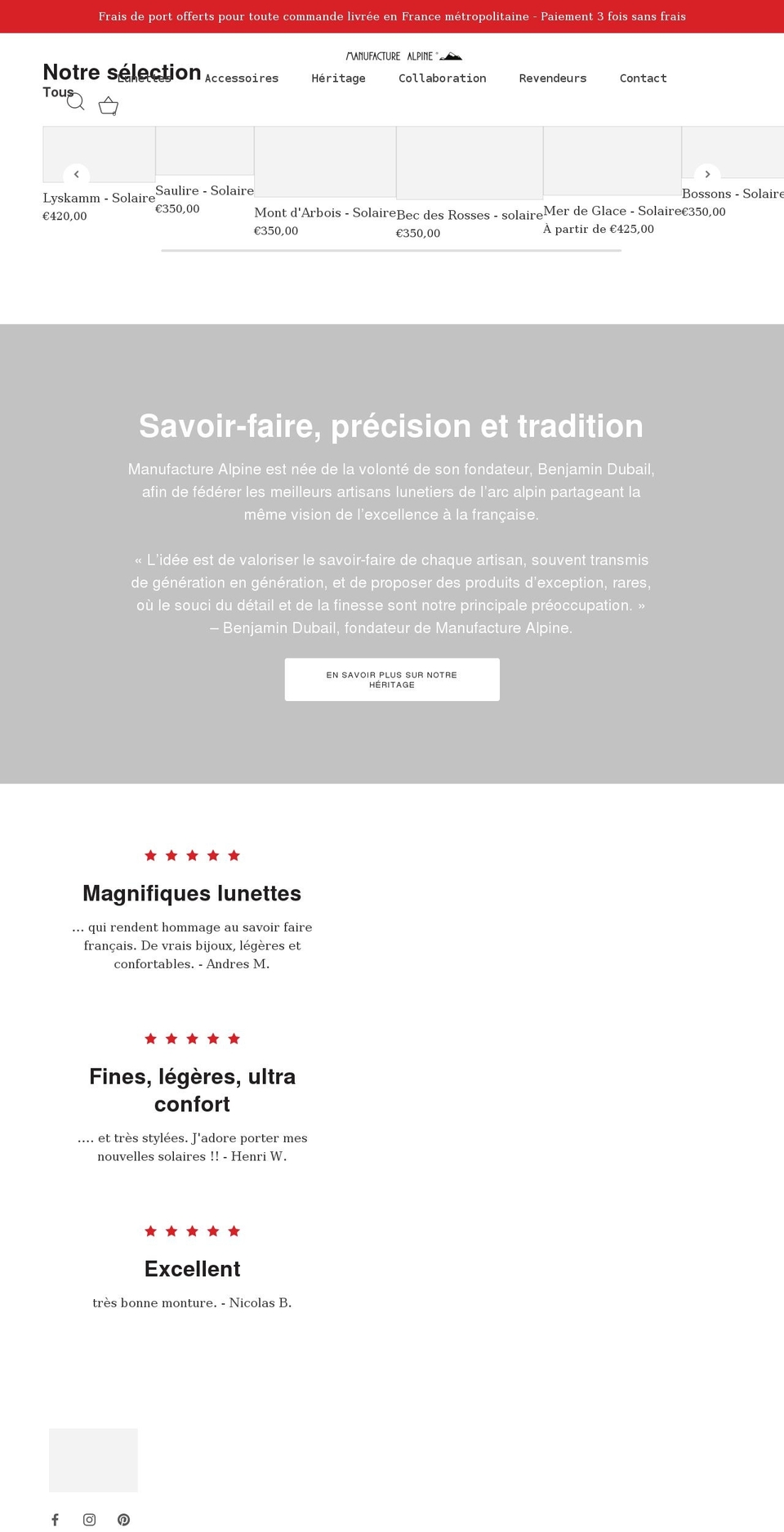 manufacture-alpine.com shopify website screenshot
