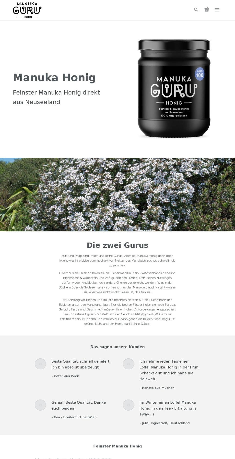 manukaguru.com — Shopify storefront screenshot
