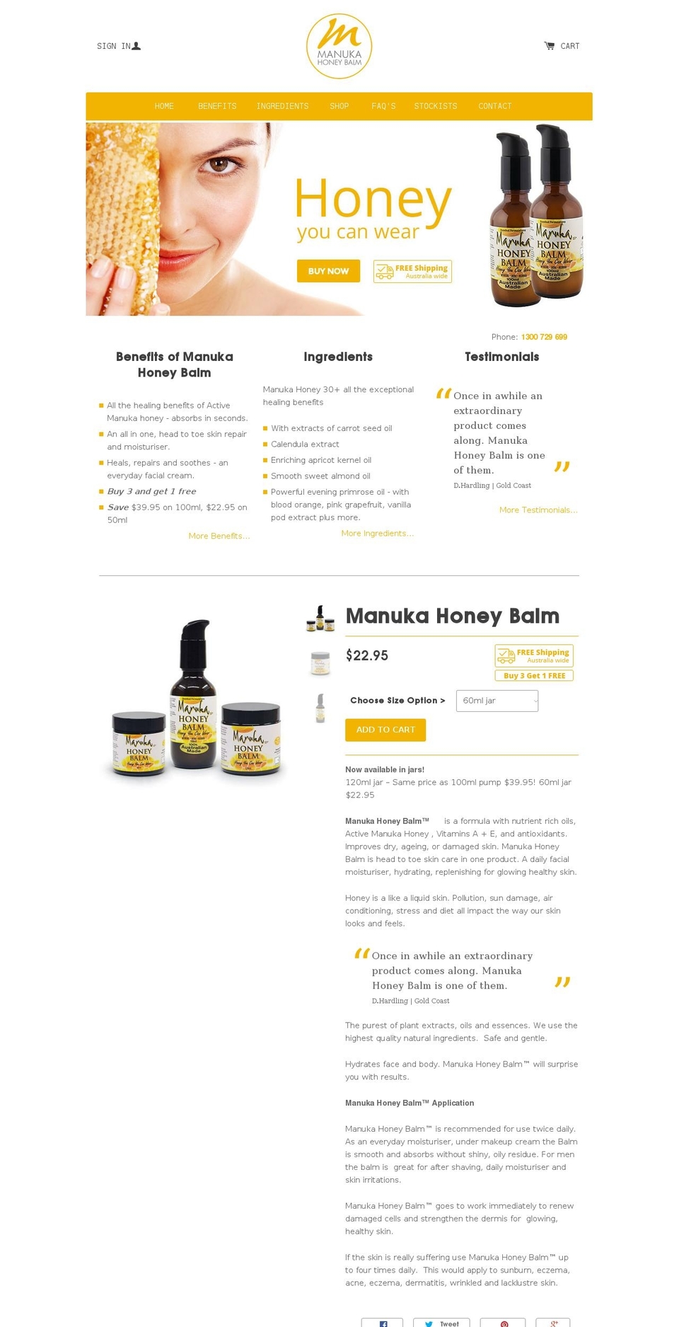 manukahoneybalm.com shopify website screenshot