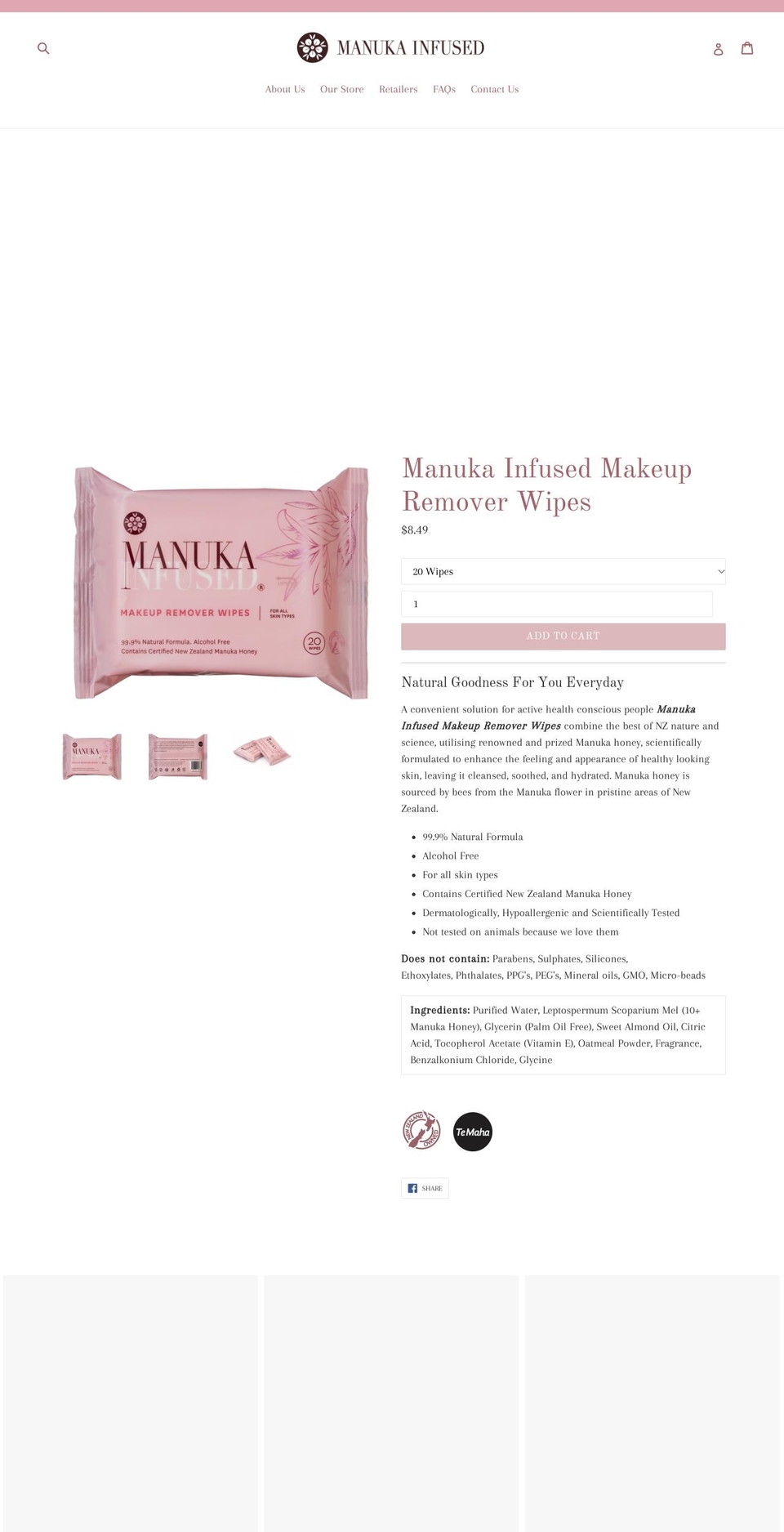 manukainfused.co.nz shopify website screenshot