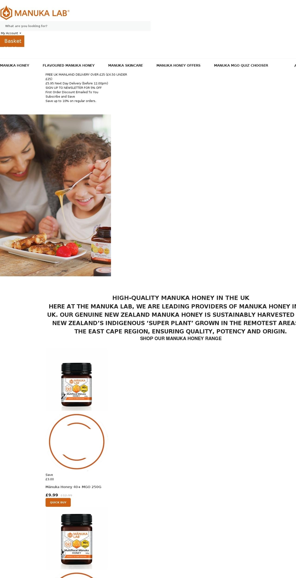 manukalab.co.uk shopify website screenshot