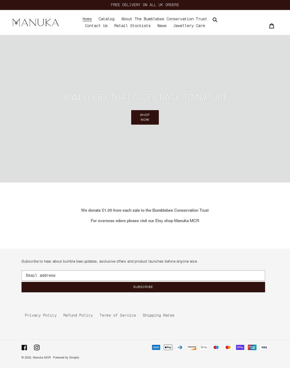 manukamcr.com shopify website screenshot