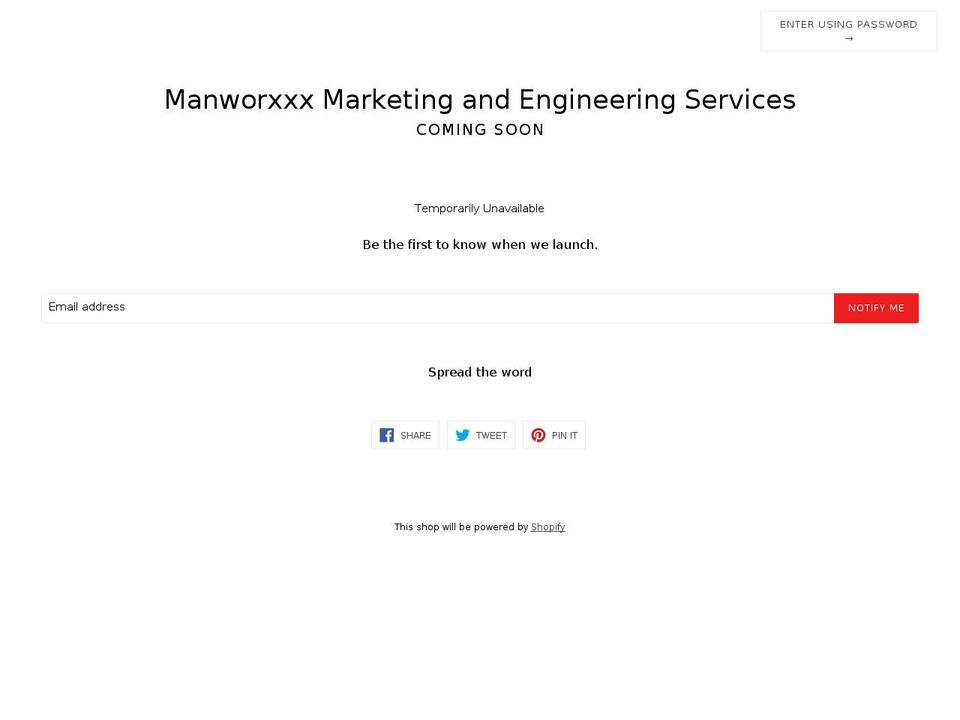 manworxxx-marketing-and-engineering-services.myshopify.com shopify website screenshot