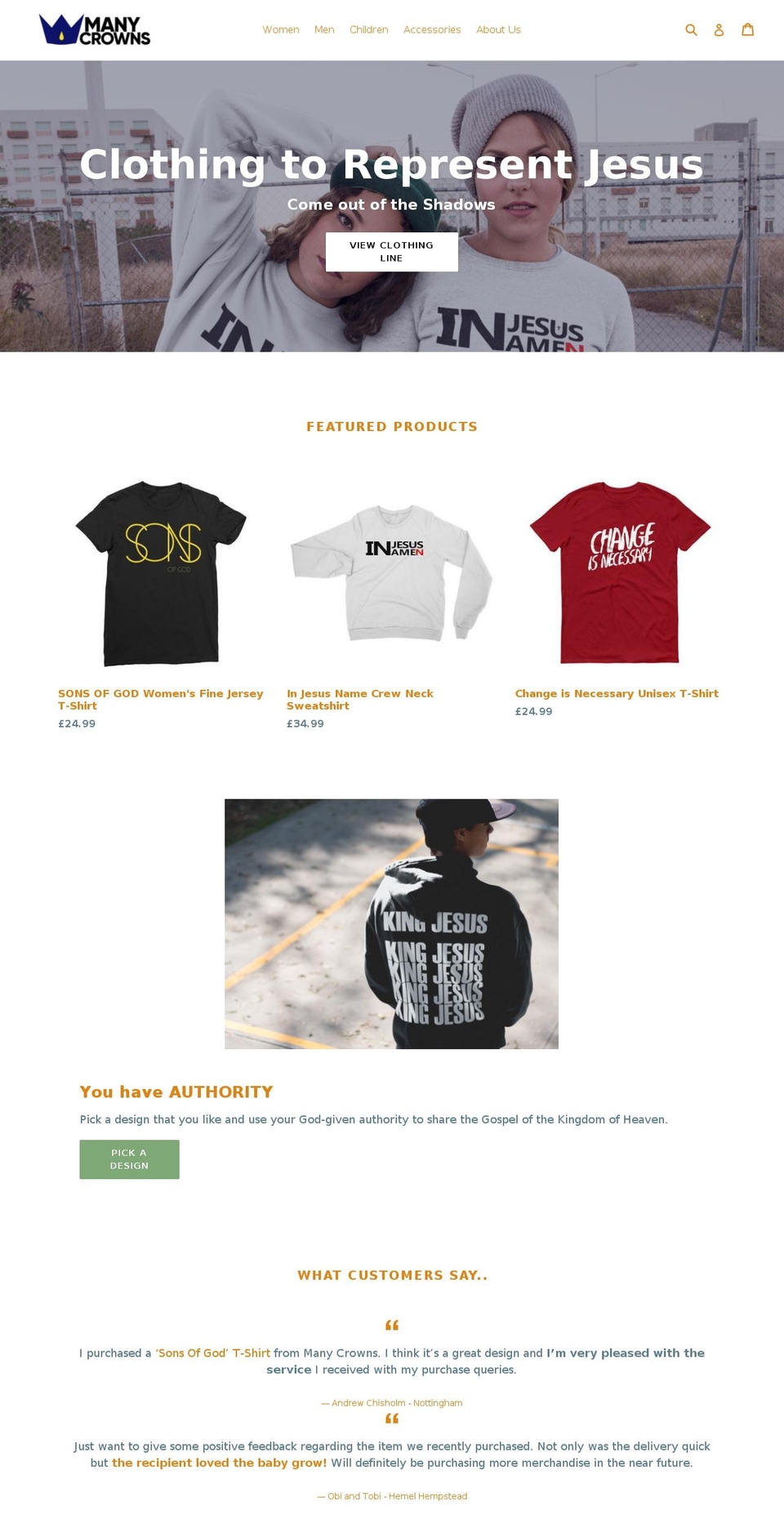manycrowns.com — Shopify storefront screenshot