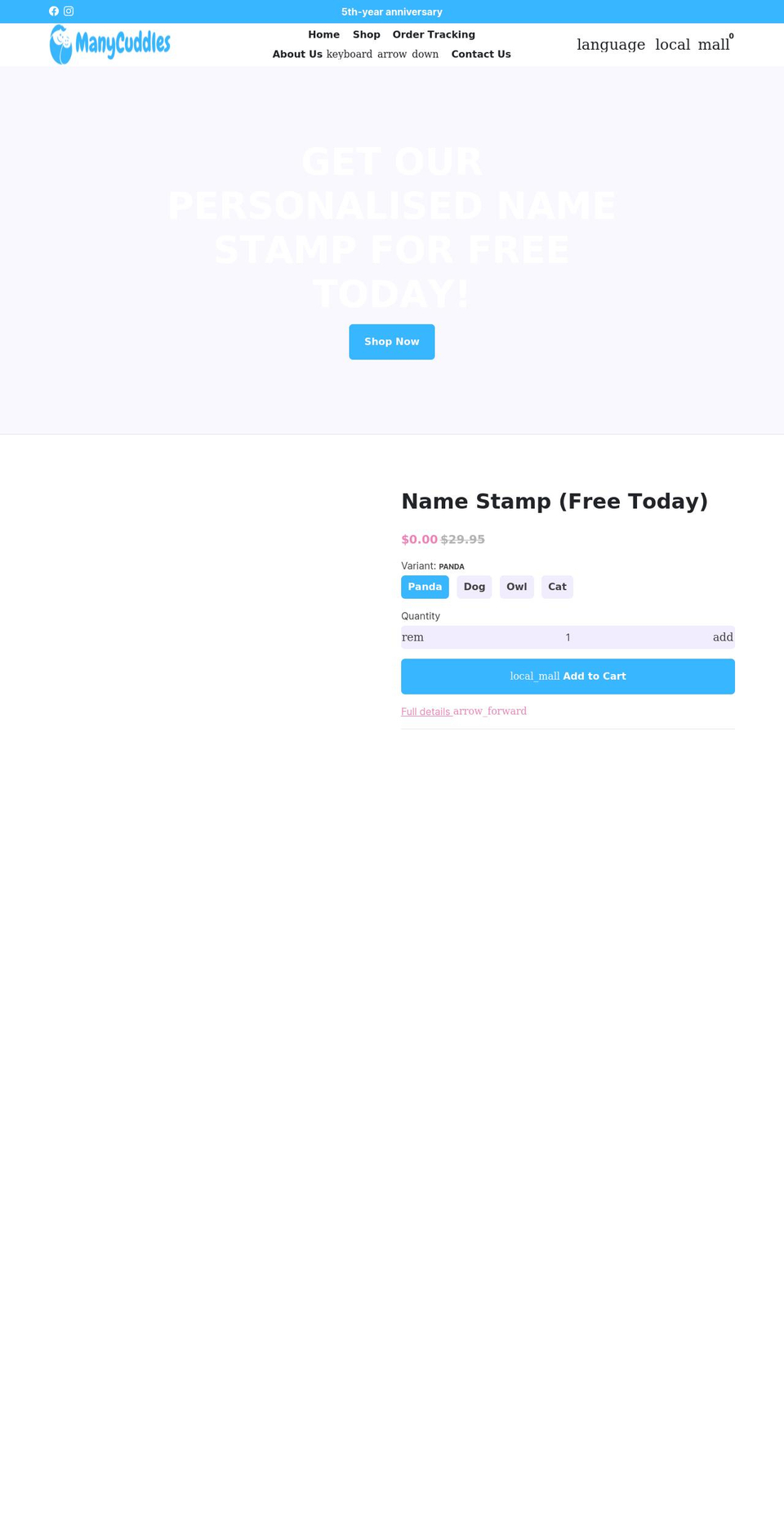 manycuddles.com shopify website screenshot