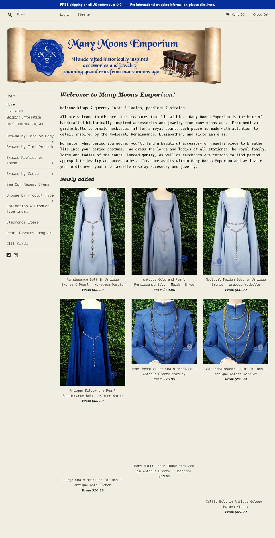 manymoonsemporium.com shopify website screenshot