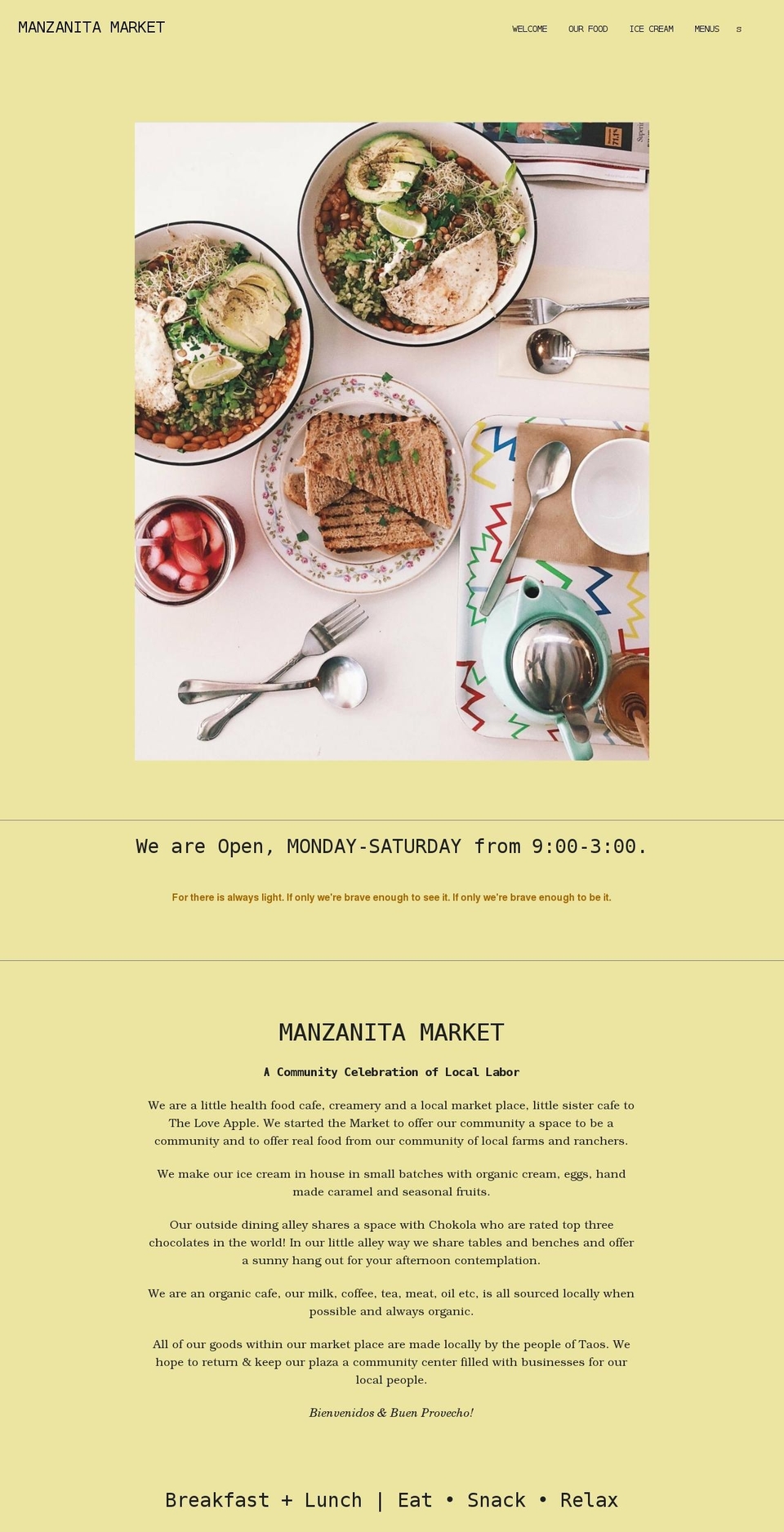 manzanitamarket.net shopify website screenshot